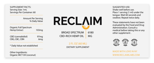 Broad Spectrum Hemp Extract Oil - Reclaim Labs
