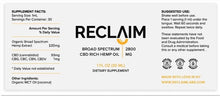 Broad Spectrum Hemp Extract Oil - Reclaim Labs