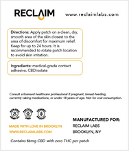 High Potency 50mg CBD Patches For Pain Relief - Reclaim Labs