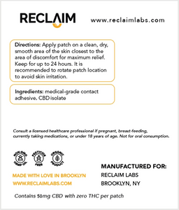 High Potency 50mg CBD Patches For Pain Relief - Reclaim Labs