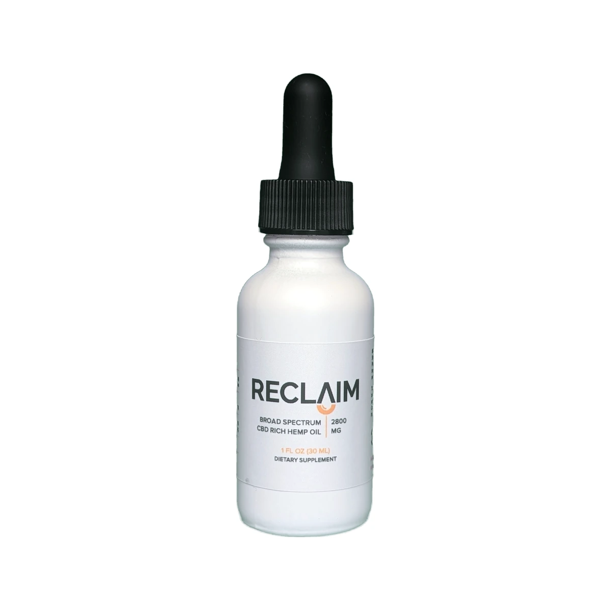 Reclaim Labs 2800mg Broad Spectrum CBD Oil – white matte bottle, front view on white